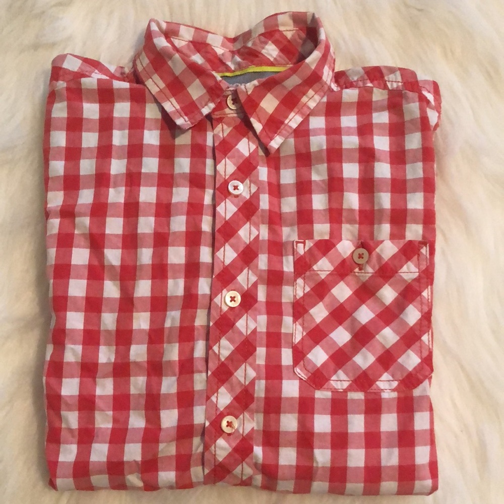 Boys casual long sleeve button down red and white checked shirt - Picture 6 of 6